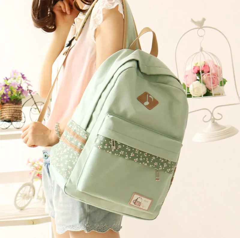 2017 Fashion YuFan Cute Fresh Preppy Style Soft Canvas Polyester Women School Student Backpack with Computer