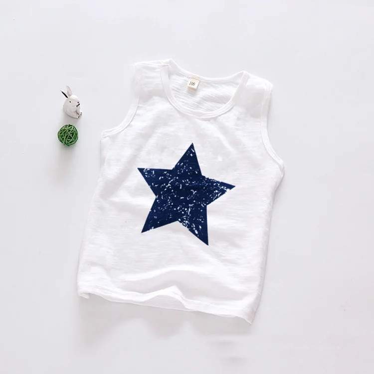 High-quality-summer-Girl-boy-fashion-t-shirts-Soft-comfortable-cotton-Baby-Casual-Vest-print-star (1)