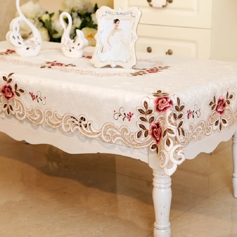 European Countryside Embroidery tablecloth Fabric art Tea table cloth