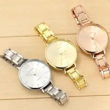 New Brand Women Wristwatch Female Thin Strap Big Dial Watches Lady Gold Plated Stainless Steel Watch
