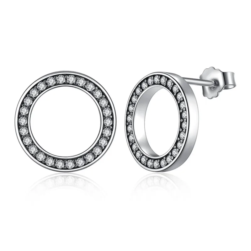 Горячая Мода 925 пробы серебряные круглые серьги-гвоздики Forever для женщин леди подлинные оригинальные ювелирные изделия подарок - Окраска металла: SDPS437