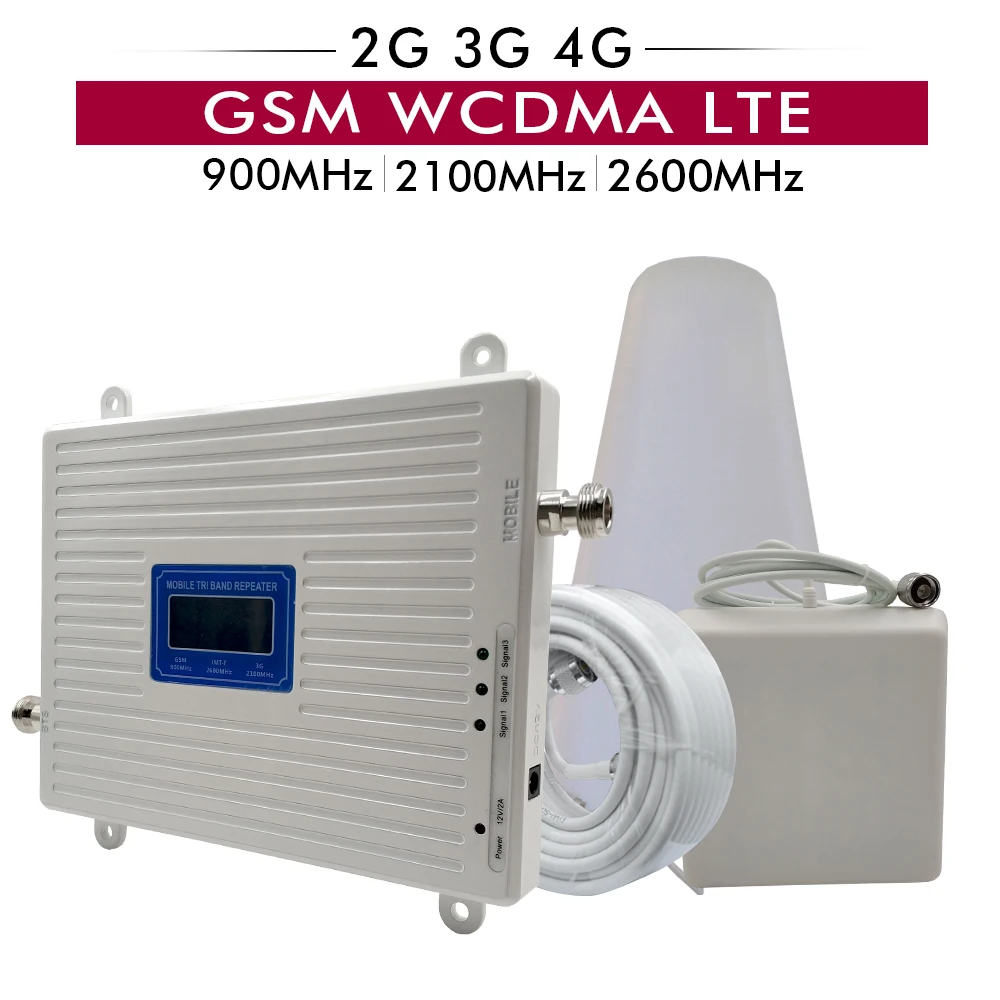 Tri Band Cell Phone Signal Repeater 2G 3G GSM 900+3G UMTS WCDMA 2100+4G