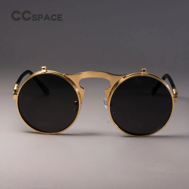 CCSPACE стимпанк металлические круглые солнцезащитные очки для мужчин и женщин Ретро Круглые Солнцезащитные очки Брендовые дизайнерские модные очки с защитой от ультрафиолета