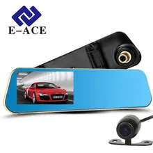 E-ACE Автомобильный видеорегистратор заднего Камера зеркало Авто dashcam видео Регистраторы автомобильный полная HD1080P видеокамера двойной Объектив для камеры Регистратор