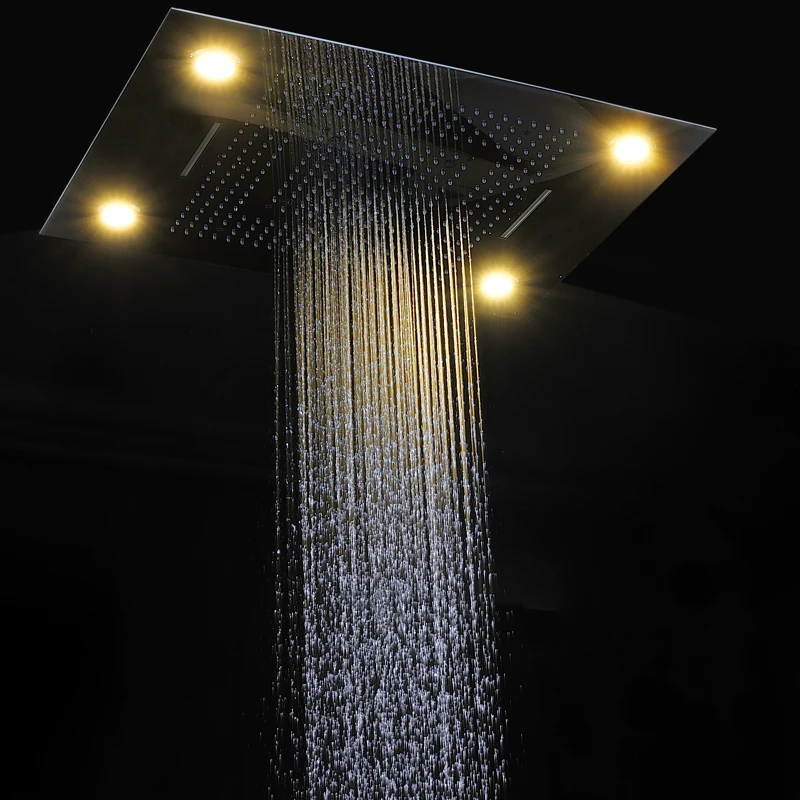 Luxurious LED Shower System Ceiling Mount Rain Head set big rain shower head,dual rain and waterfall shower sets