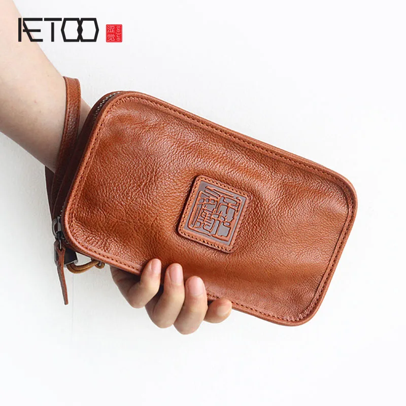 

BJYL Retro Italian Vegetable Tanned Leather Handmade Long Sweater Wallet Men & Women Universal Large Capacity Vintage wallet