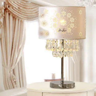 

Crystal table lamp bedroom bedside lamp modern brief study lamp fabric decoration table lamp 10080