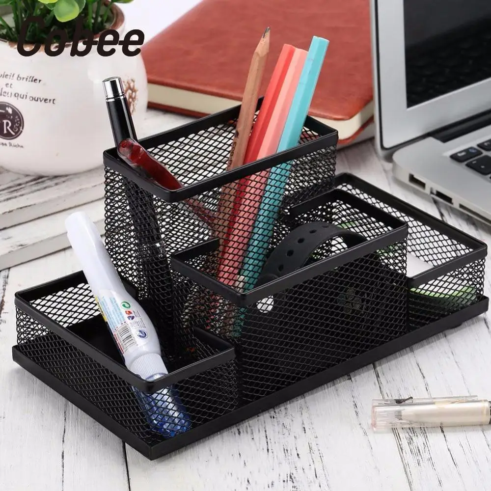 

Cobee Desktop storage box Storage Mesh Stationary Organizer Box Mesh Metal Multifunction Useful Stationery storage box