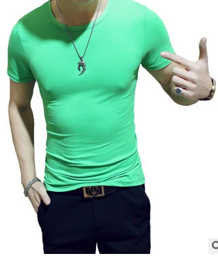 ECTTC летняя Высококачественная Мужская футболка с короткими рукавами, Мужская футболка с v-образным вырезом и короткими рукавами, облегающая Мужская футболка из бамбукового волокна