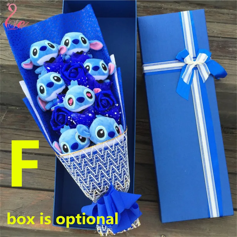 

Wedding Flowers Artificial Fake Flower roses bridal bouquet mini bouquet stich Lilo stitch bouquet kawaii of plush toy birthday