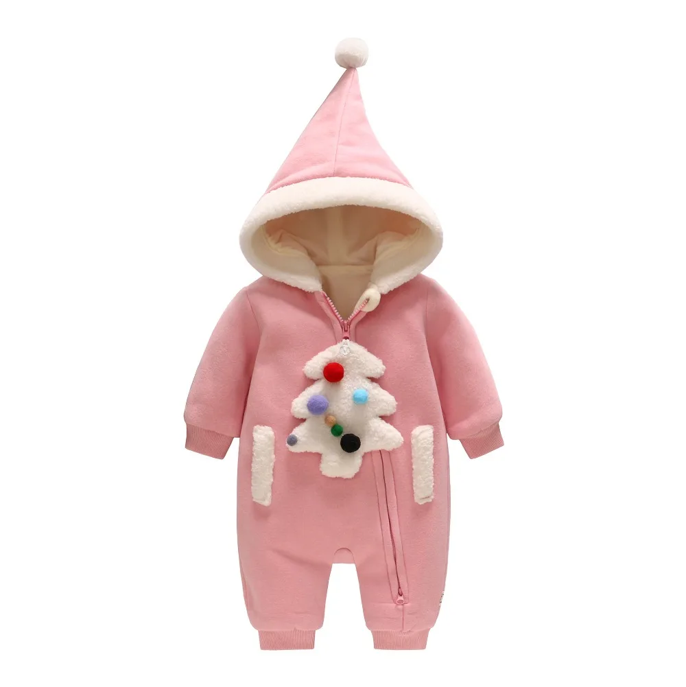 2017 autumn and winter baby suits newborns thickening warm hooded jeans baby out climbing