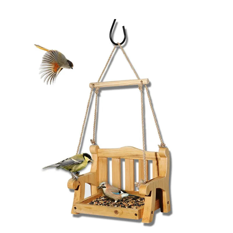 

Bird feeding device retro wooden swing bird feeder garden garden villa decorative bracket ZP3301153