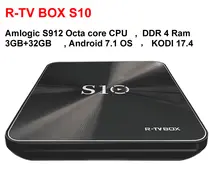 R-TV BOÎTE S10 Android 7.1 Smart TV Box S912 Octa core DDR4 Ram 3G mem ROM 32G Soutien 4 K 3D Double WIFI 1000 M Lan BT 4.1 KODI 17.4