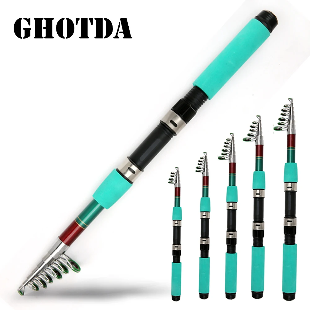 GHOTDA المحمولة تلسكوبي الصيد رود البسيطة قصبة الصيد قصبة صيد خشبية 1.8 M-3.6 M