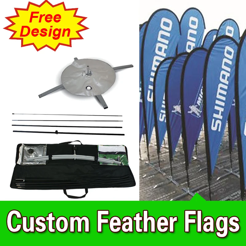 

Free Design Free Shipping Double Sided Cross Base Teardrop Flag Signs Advertising Feather Flags Custom
