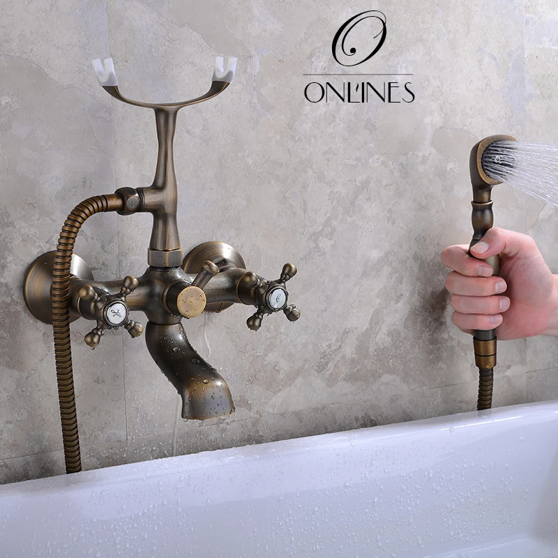 German online European antique full copper bathtub faucet shower faucet hot and cold bathtubs