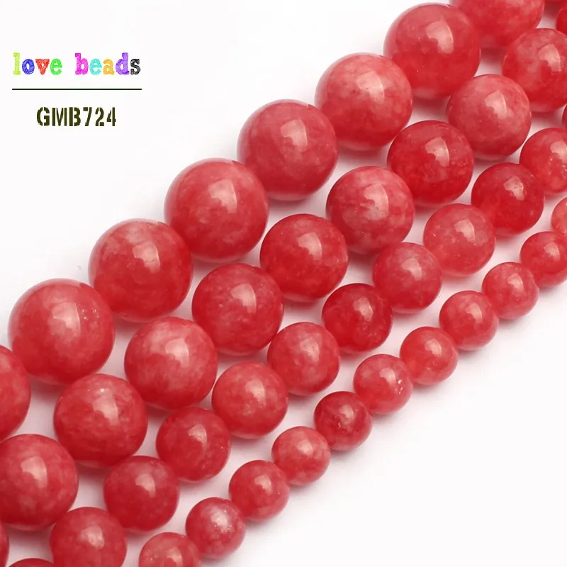 

Natural Stone Beads Red Rhodochrosite Round Loose Beads For Jewelry Making DIY Bracelet Necklace 6/8/10/12mm 15inches