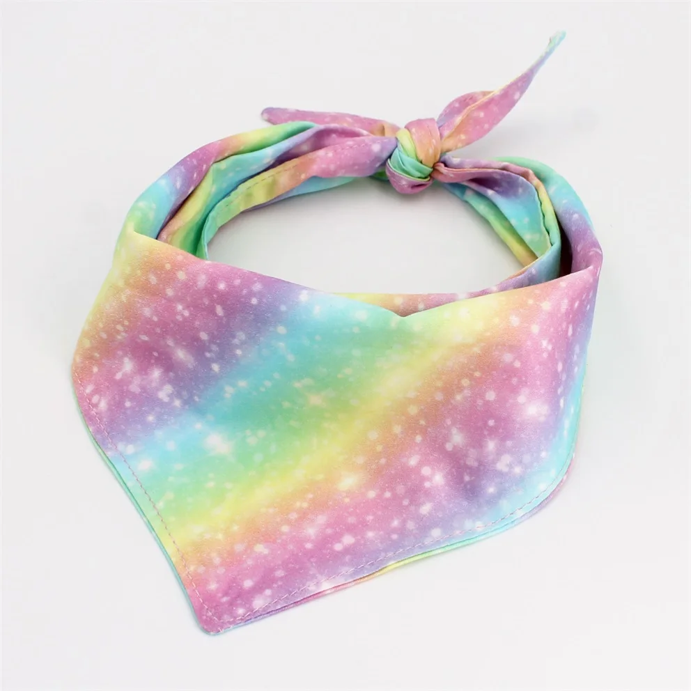 rainbow Dog Collar Bow Tie with Metal Buckle Big and Small Dog&Cat Collar Pet Accessories - Цвет: bandana