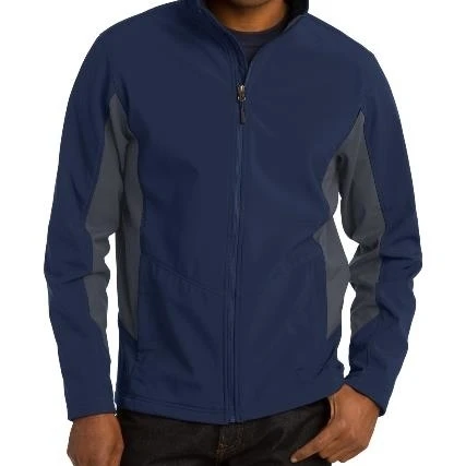 Port Authority J318 Mens Core Colorblock Soft Shell Jacket Dress Blue Navy & Battleship Grey - Medium (1)