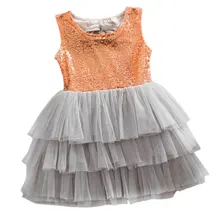 Baby Girls Dress Summer Layered Tutu Dressed Kids Sleeveless Back Hole Bows Sequined Dresses Children Clothing