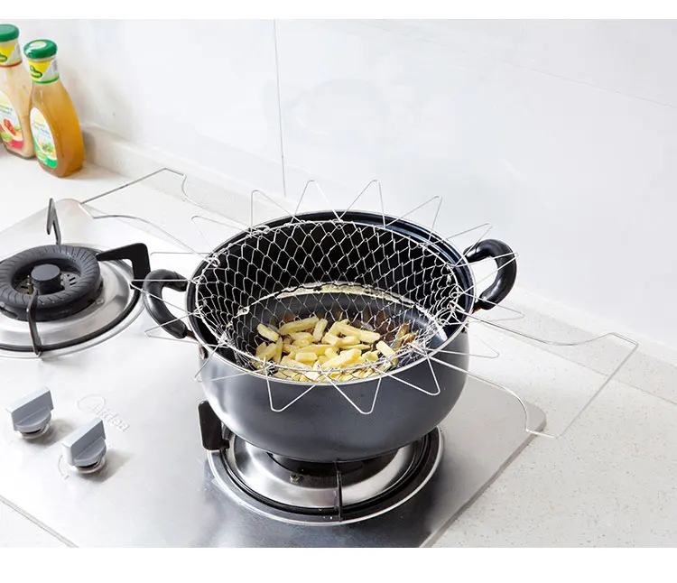 Vanzlife из нержавеющей стали для жарки во фритюре большой кухонный инструмент для приготовления картофеля фри сливная корзина Бытовая сеть для утечки ложка складной фильтр