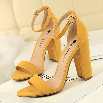 

BIGTREE Shoes Hot High Heels New Women Pumps Buckle Women Shoes Party Women Heels Wedding Shoes Block Heels Ladies Shoes 9.5 Cm