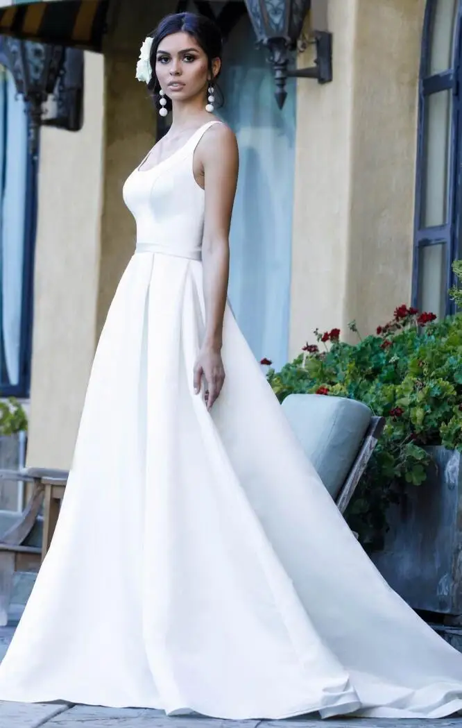Vestido de noiva Простые Свадебные платья с бисером свадебное платье с длинным подолом Элегантное свадебное платье Свадебные платья без бретелей