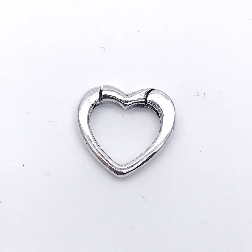 Genuine 925 Sterling Silver Heart Lock Lobster Clasp Fit European Bracelet Jewelry