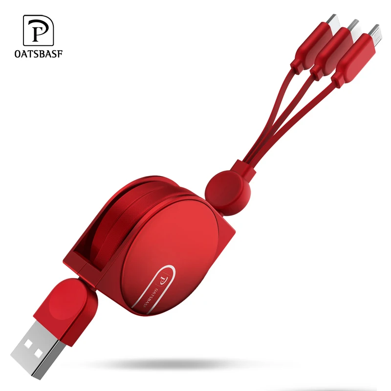 Oatsbasf كابل يو اس بي 3 في 1 ل فون X 5 6 7 8 الهاتف المحمول كابل نوع C المصغّر usb كابل ل redmi note 7 كابل الشاحن
