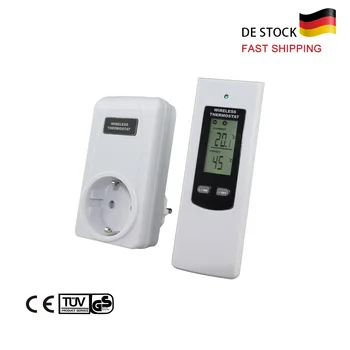 

Wireless RF EU LCD Display Plug In Thermostat Cooling Temperature Controller With Backlight Thermostats Thermoregulator DE Stock
