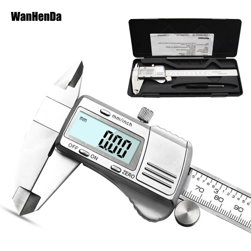Tanie 0 150mm suwmiarki wszystkie stal nierdzewna High Precision elektroniczny suwmiarka cyfrowa suwmiarki pomiarowe i narzędzia pomiarowe