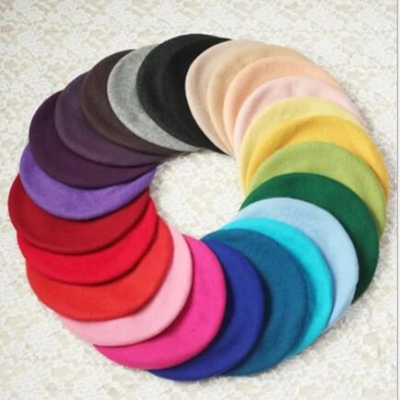 Hot Sell 2017 Cheap Fashion New Women Wool Solid Color Beret Female Bonnet Caps Winter All Matched Warm Walking Hat Cap 20 Color|fashion beret|beret