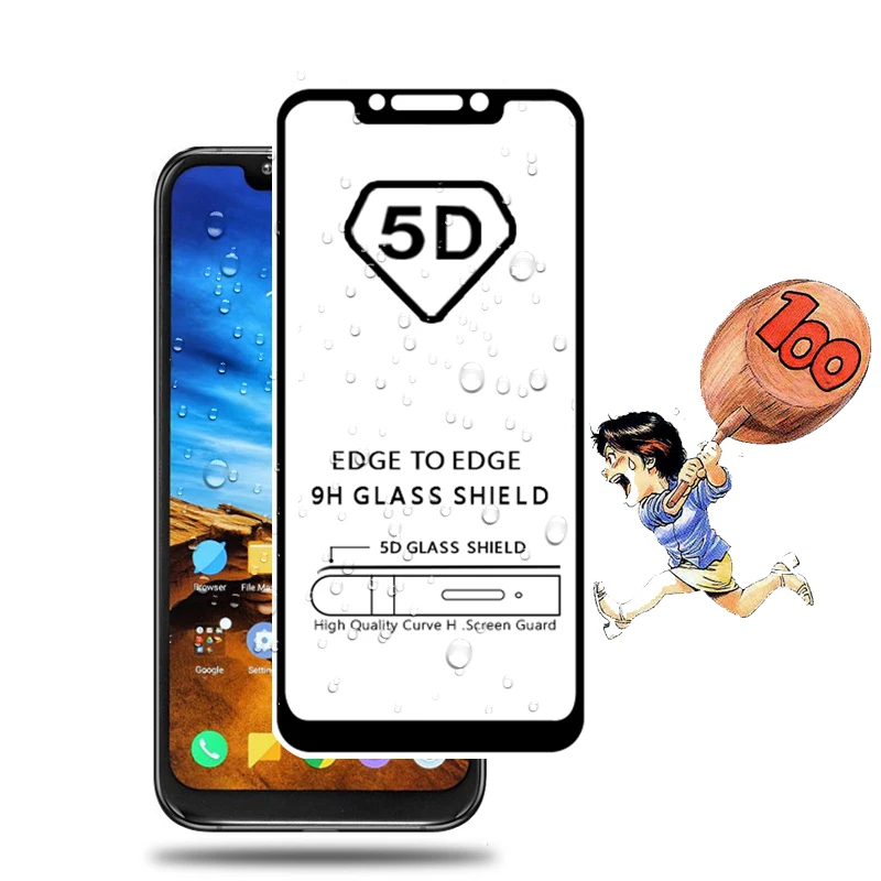5D закаленное стекло для Xiaomi Pocophone F1 полное покрытие 9H Защитная пленка экрана Poco 6 18