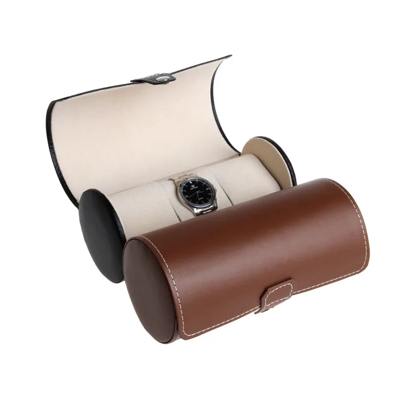 

JAVRICK 3 Slots Watch Display Case Faux PU Leather Roll Box Storage Collector Organizer gai