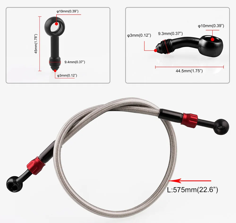 Мотоцикл Байк Плетеный Стальной гидравлический усиленный тормозной линии сцепления Масляный шланг 500 до 2400 мм Универсальный подходит для гонок MX