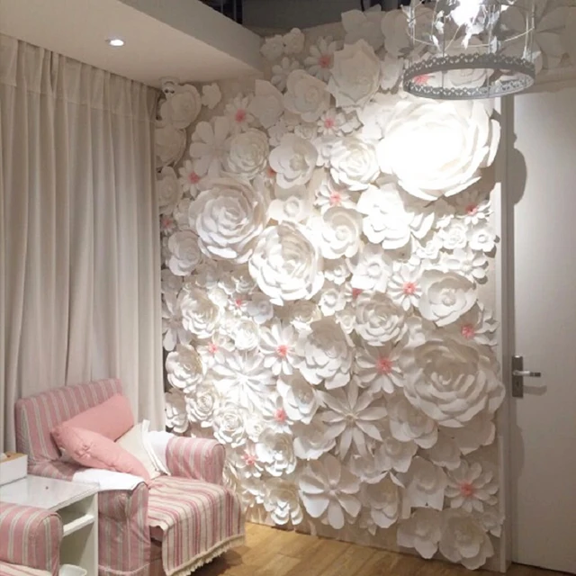 84pcs set large full wall giant paper flowers wedding backdrop