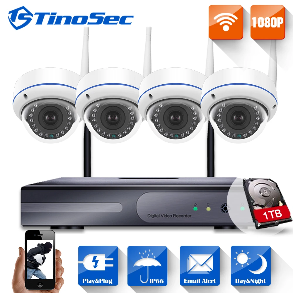 4CH 1080P Wireless NVR Kit P2P Onvif Vandal/waterproof 2.0MP WIFI