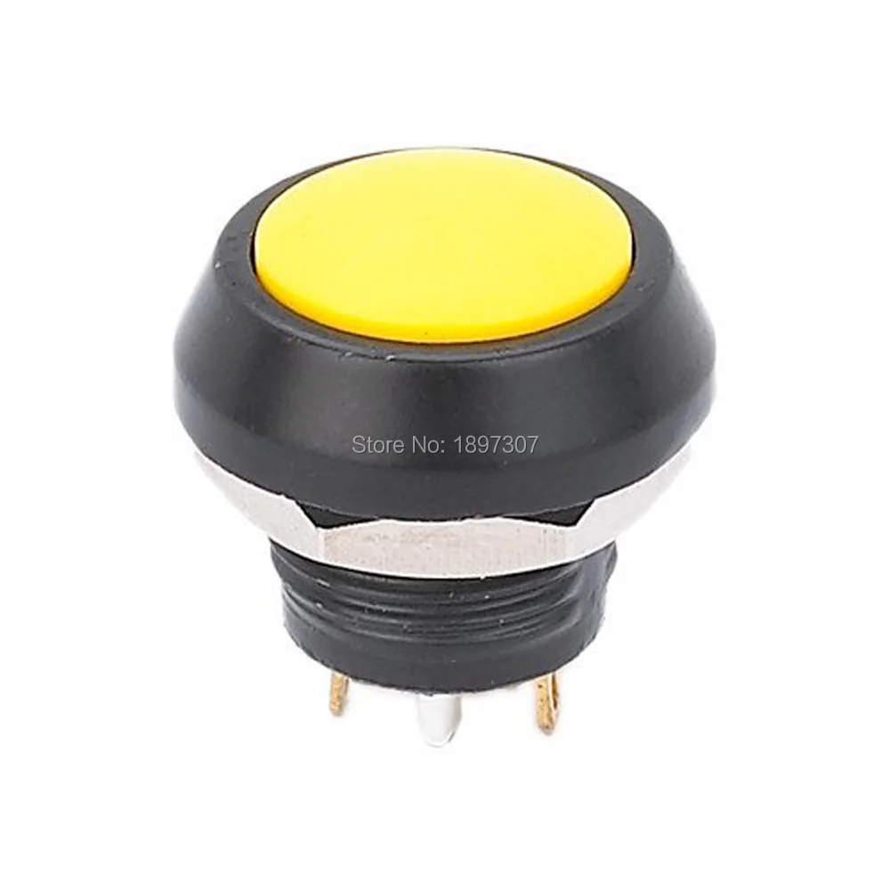 

5 pieces 12mm aluminum yellow actuator momentary normal open domed head electric switch