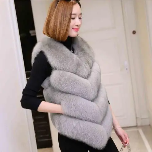 Fluffy Gilet Taille Gilets Moelleux Manteau La Vestes De D'hiver Fourrure Femme Fausse 2018 Femmes Z12 Plus Faux Artificielle 0nqFZ01