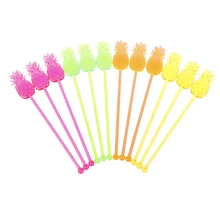 Bâtonnets de Cocktail en forme d'ananas, pour mélanger le café, le vin et les boissons, accessoires de fête, boîte de nuit, 12 pièces