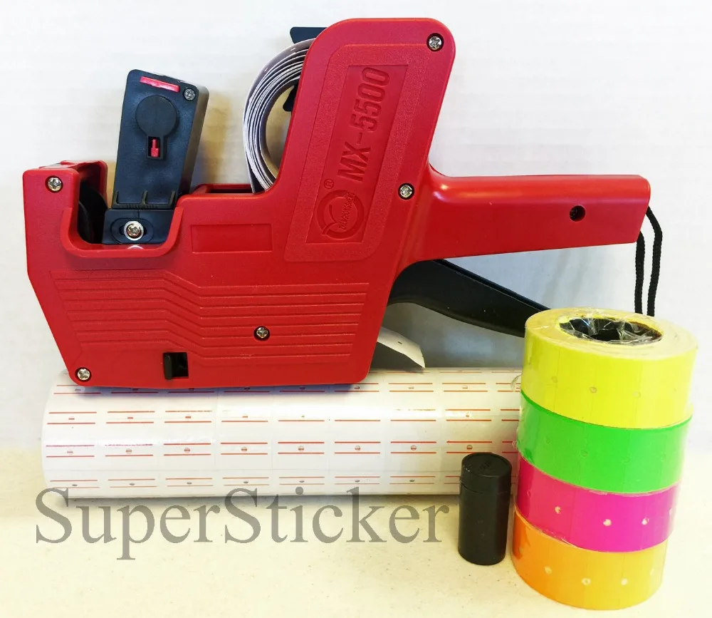 [ Fly Eagle ] Mx5500 8 Digits Price Tag Gun + 5000 White W/ Red Lines