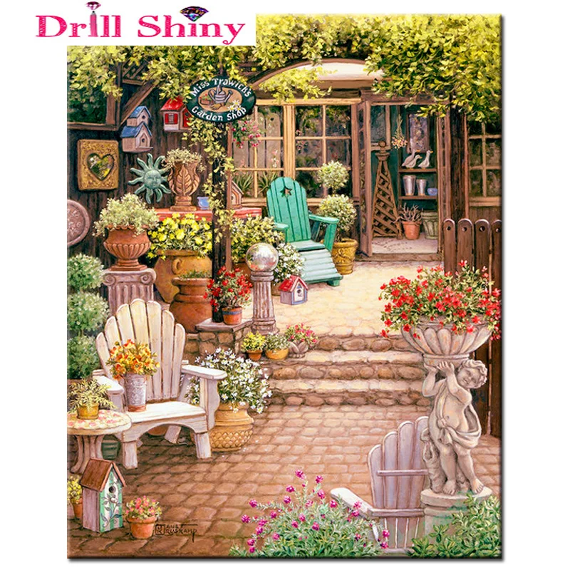 

5D Diamond Painting Cross Stitch Diy Diamond Embroidery garden scenery Full square Diamond Mosaic flowers icon Home Decoration