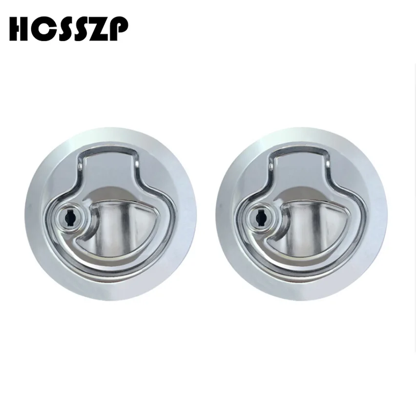 

HCSSZP 2 Pcs Zinc Alloy Chrome Finished Flush Latch 2 inch Flush Pull Latches Slam lift handle Deck Hatch Free Shipping