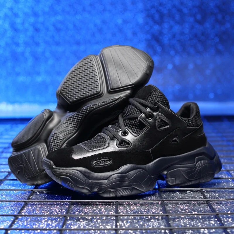 Grossa Men Rendas 2019 Novo black Ar Chegada Sneakers Beige Até Sneakers Plataforma Sola Tênis Ao Moda Preto Branco Homens Casuais De Da Sneakers white Bege Misalwa Confortável Sapatos Livre 4gX0aa