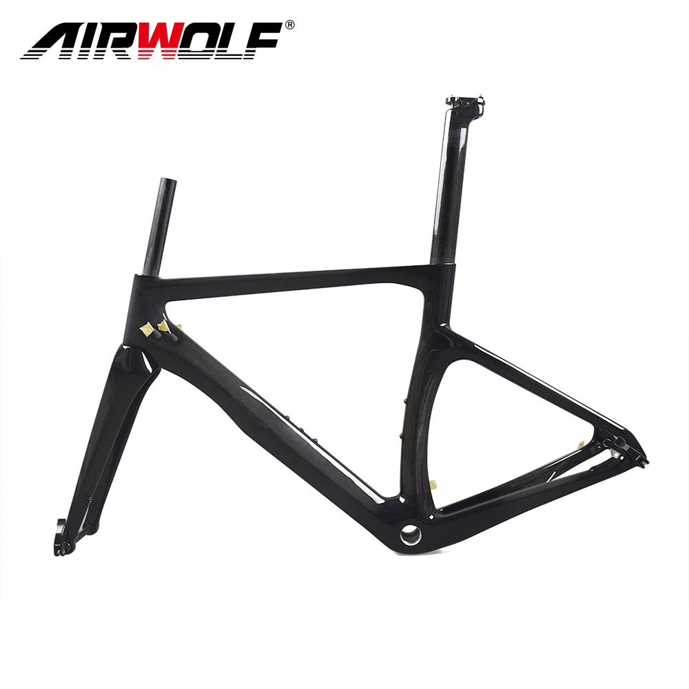 Clearance Airwolf Latest Carbon Road Frame  thru axle 142mm*12mm disc road bike frame fit for DI2/Mechaincal both cadre carbone route 2018 3