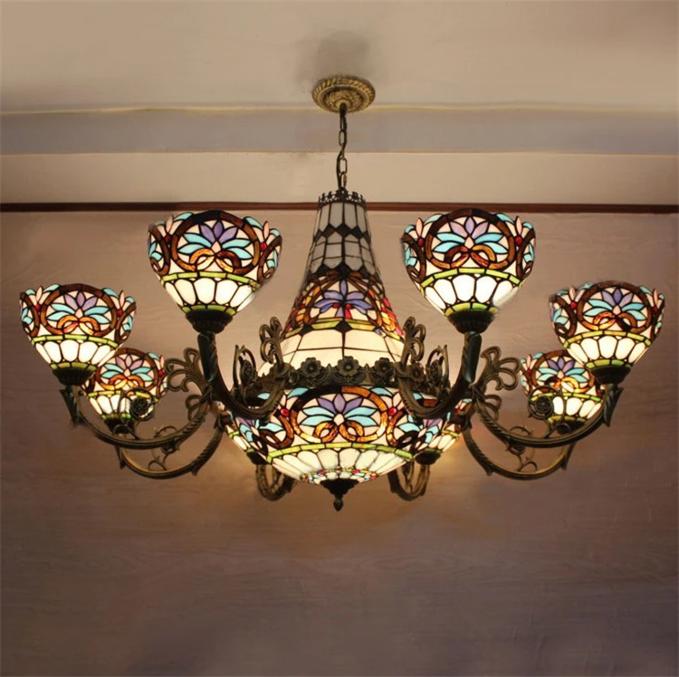 Baroque Chandelier European Vintage Art Glass Light Bar Cafe Living
