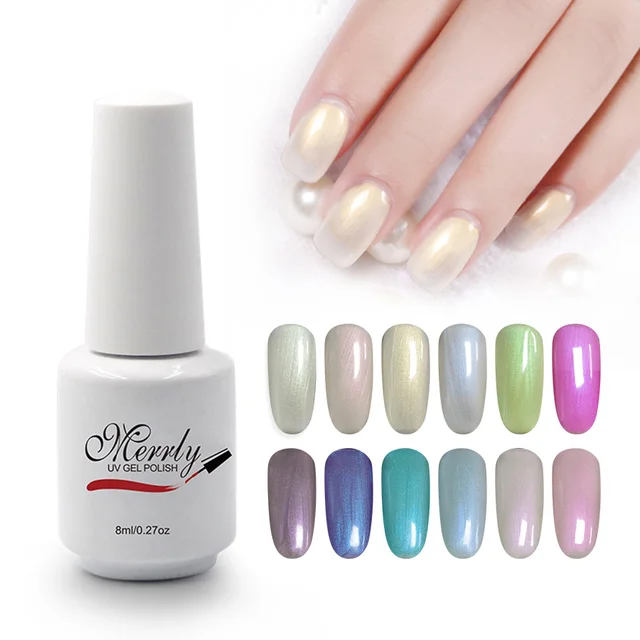 Buy Pearl White Color Gel Polish Soak Off Summer Shell Gel Nail Art Long