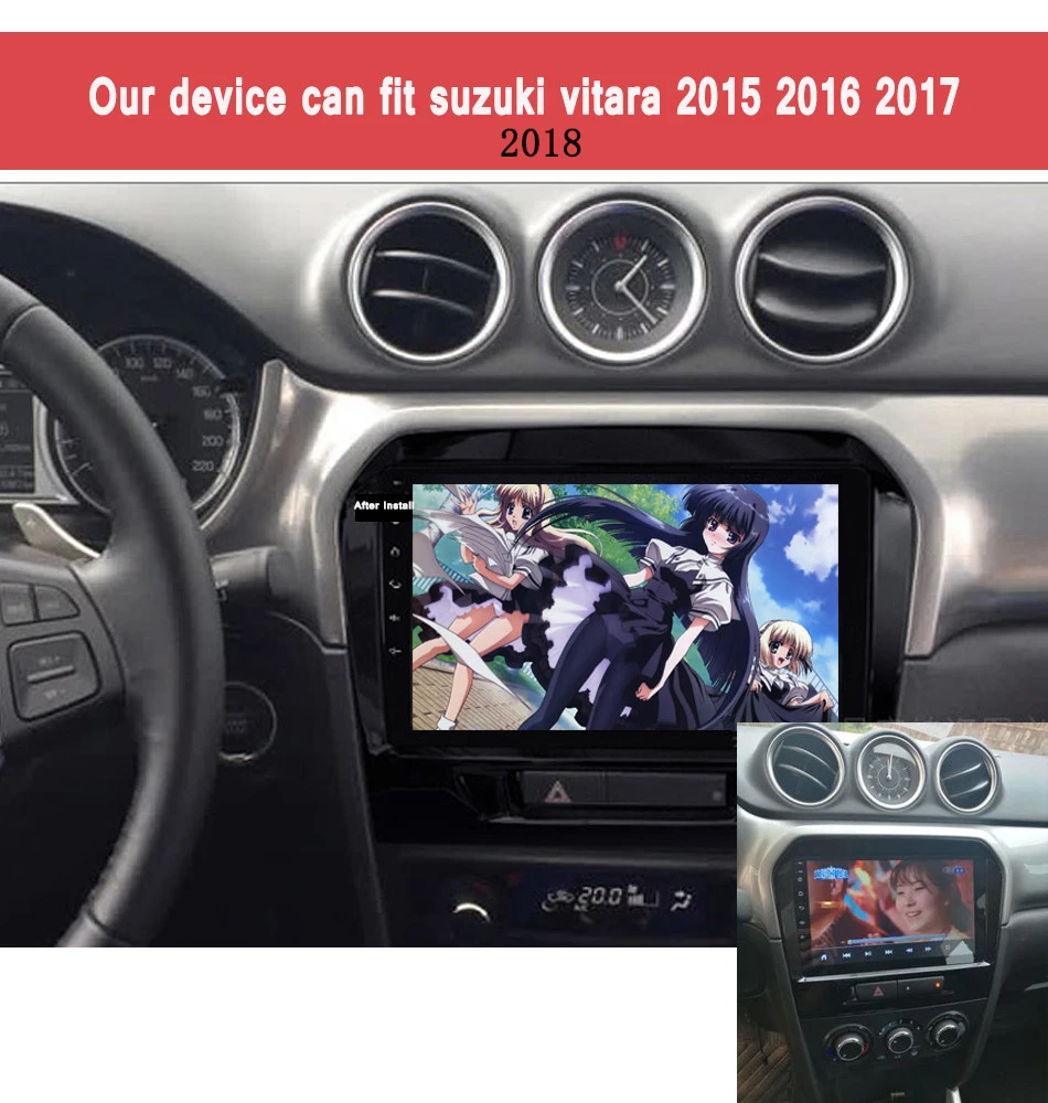 Best 9" Android 9.0 Car DVD in dash for Suzuki Grand Vitara 2015-2018 Car Radio GPS Sat Navi bluetooth WIFI OBD2 Headunit Audio video 1