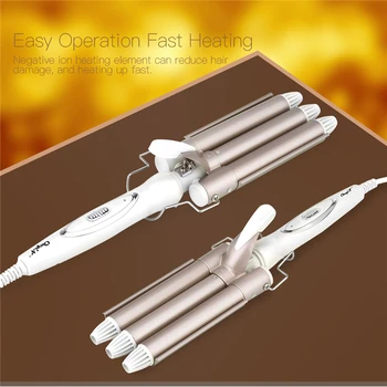 

110-220V Splint 3 Barrels Hair Curling Iron Ceramic Triple Barrel Hair Curler Hair Waver hair Styler Styling Accessory Tool P46