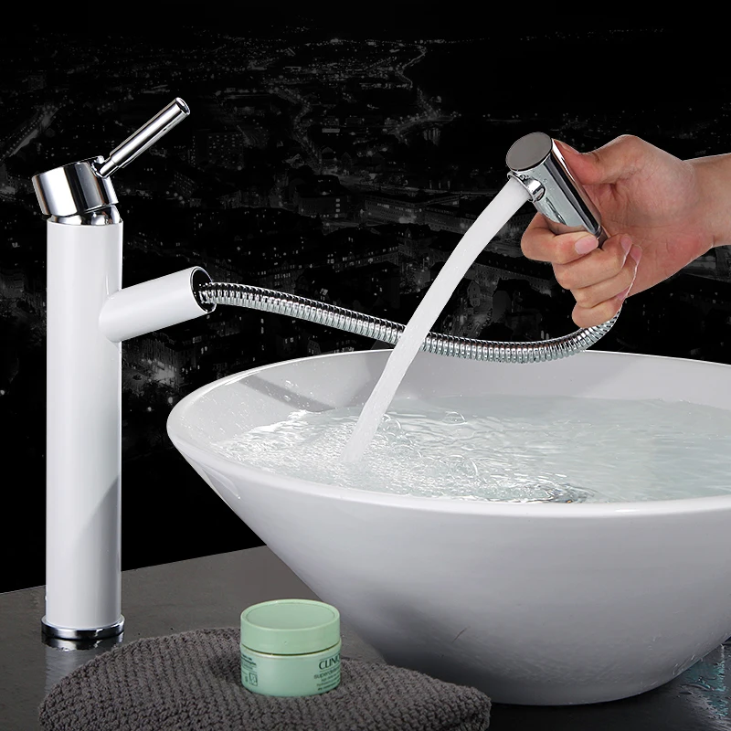 

Basin faucet hot and cold smoked pull bibcock all copper can be smoked pull out type tensile extension basin faucet tap